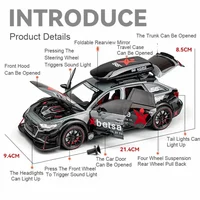 Scale 1:24 Audi RS6 Modified Version Alloy Toy Sports Car Model Doors Opened Music Light Miniature Vehicles for Kids Gifts Toys 2
