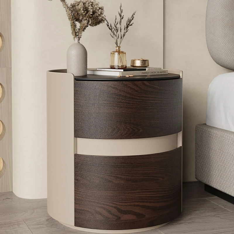 

XK Anti-Leather Light Luxury Bedside Table Bedroom Simple Modern Minimalist Solid Wood Stone Plate Cabinet