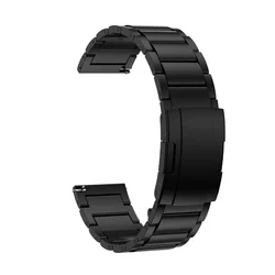 Premium 22mm Titanium Metal Watch Strap - Elegant Link Bracelet Replacement - 22mm (Black)