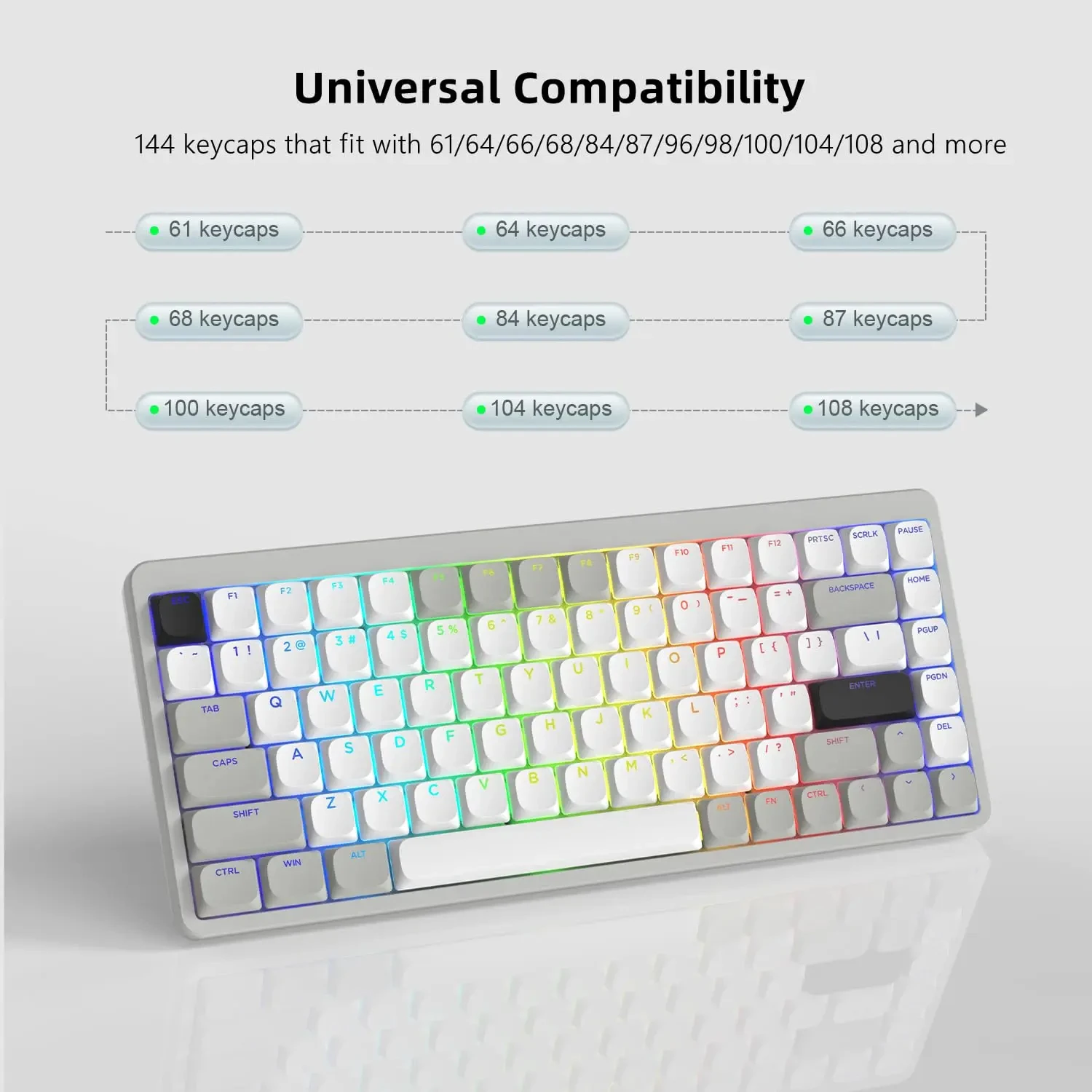 Low Profile Pbt Keycaps Retroiluminado Brilhar Através de Rgb 61 84 104 Cereja Gateron mx Gamer Teclado Mecânico 60 143 Chaves - Imagem 2