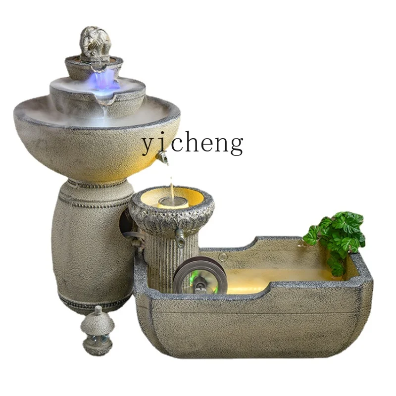 

Tqh Floor Running Water Decoration Outdoor Water Circulation Garden Fountain Garden Glass Fish Tank