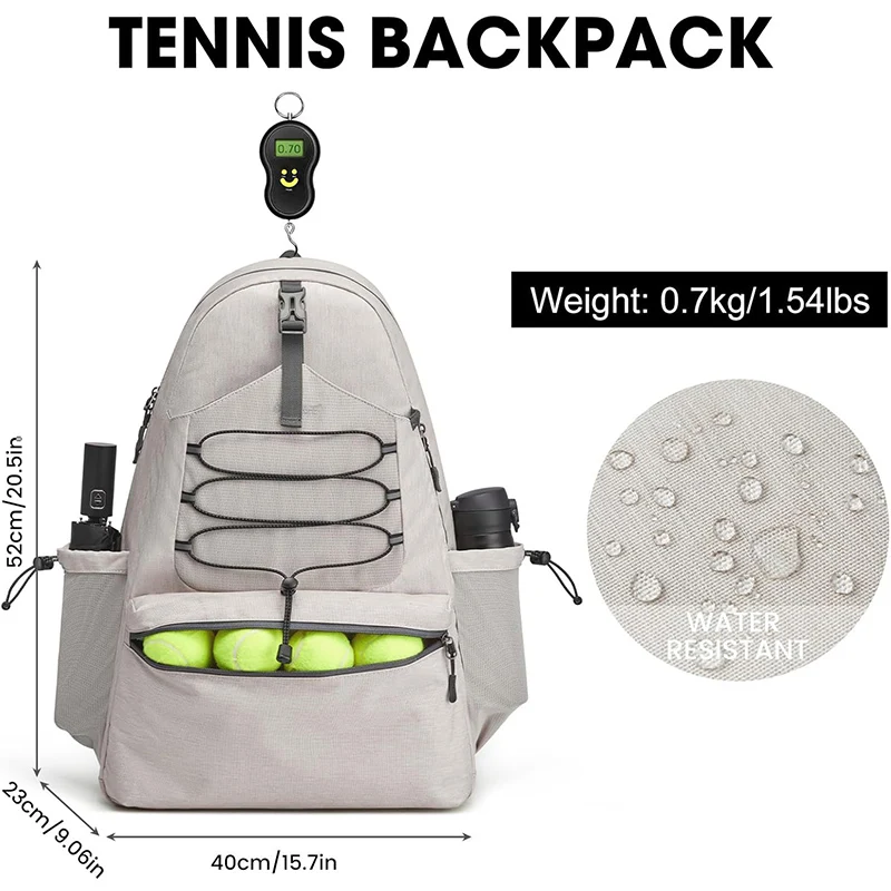 Tennis Bag Portable Tennis Backpack Large Capacity Ball Pack Racket Storage Daypack Outdoor Pickleball Bag with Shoe Compartment 2