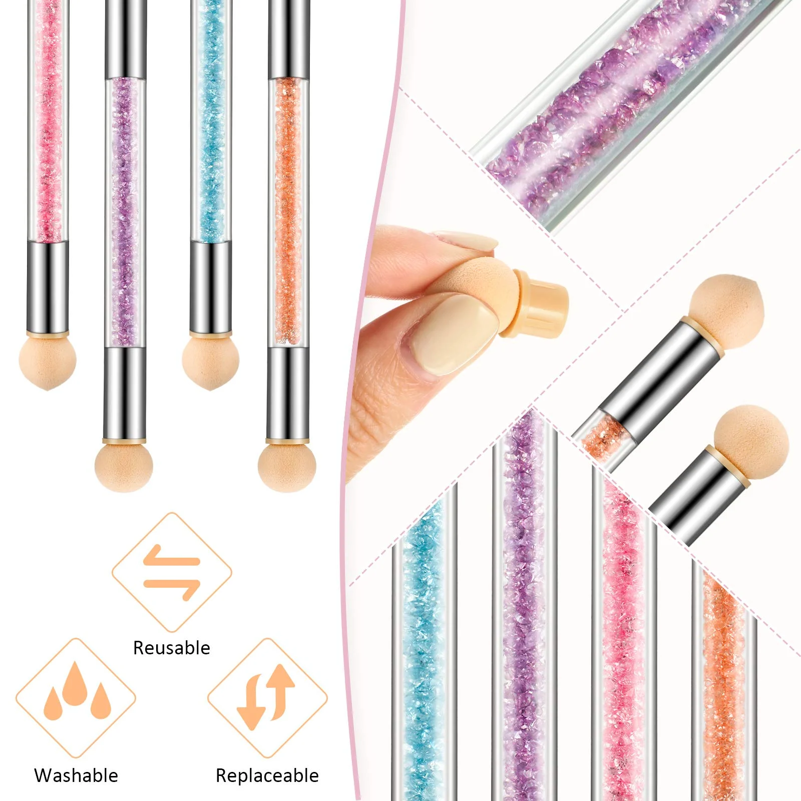 Sponge Nail Brush Picking Dotting Gradient Pen Brush Double Head Sponge Nail Brush Handle Acrylic Nail Painting Brush 3