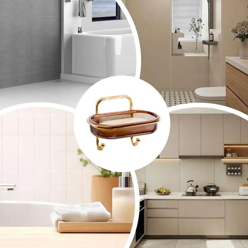 Wall Mount Soap Holder Adhesive Soap Dish Holder Soap Dispenser Easy Drainage Soap Saver For Home Kitchen Bathroom Shower