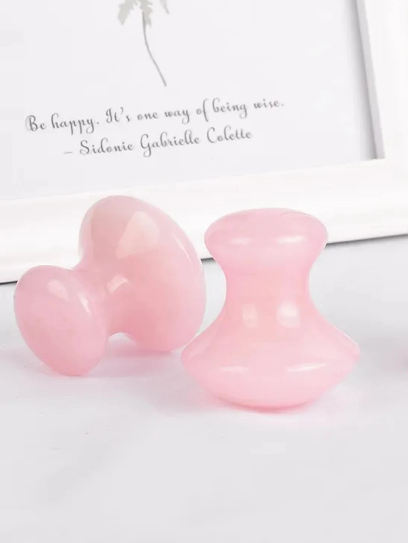 1 Pcs Natural pink crystal jade mushroom head massage powder stone eye facial part facial beauty energy stone