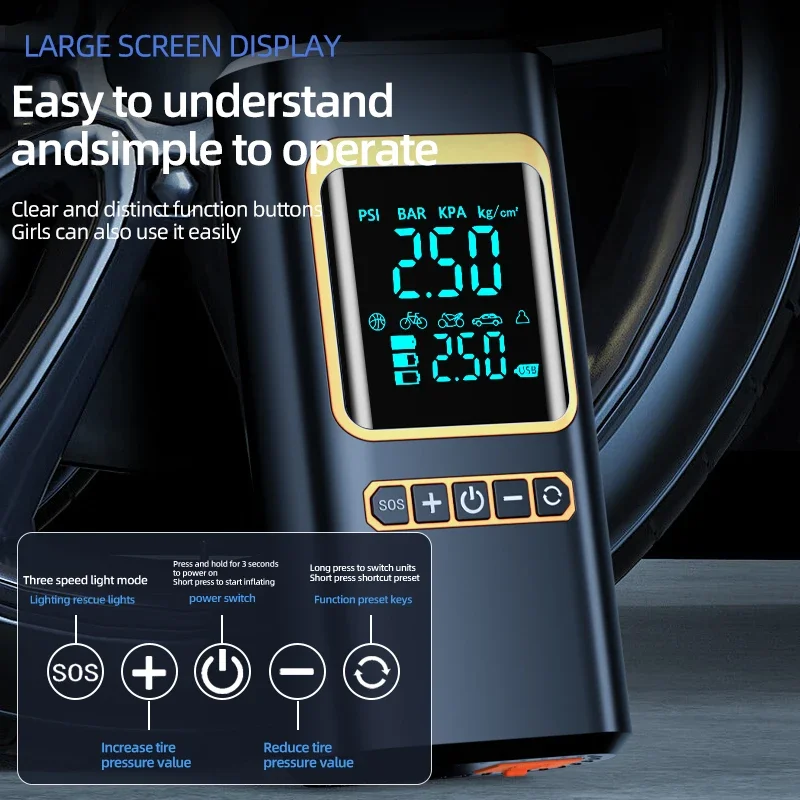 4 In 1 Car Multi-function Air Compressor Jump Starter Air Pump Tire Inflator Portable Battery Starter Smart Battery Clip car jump starter jump starter