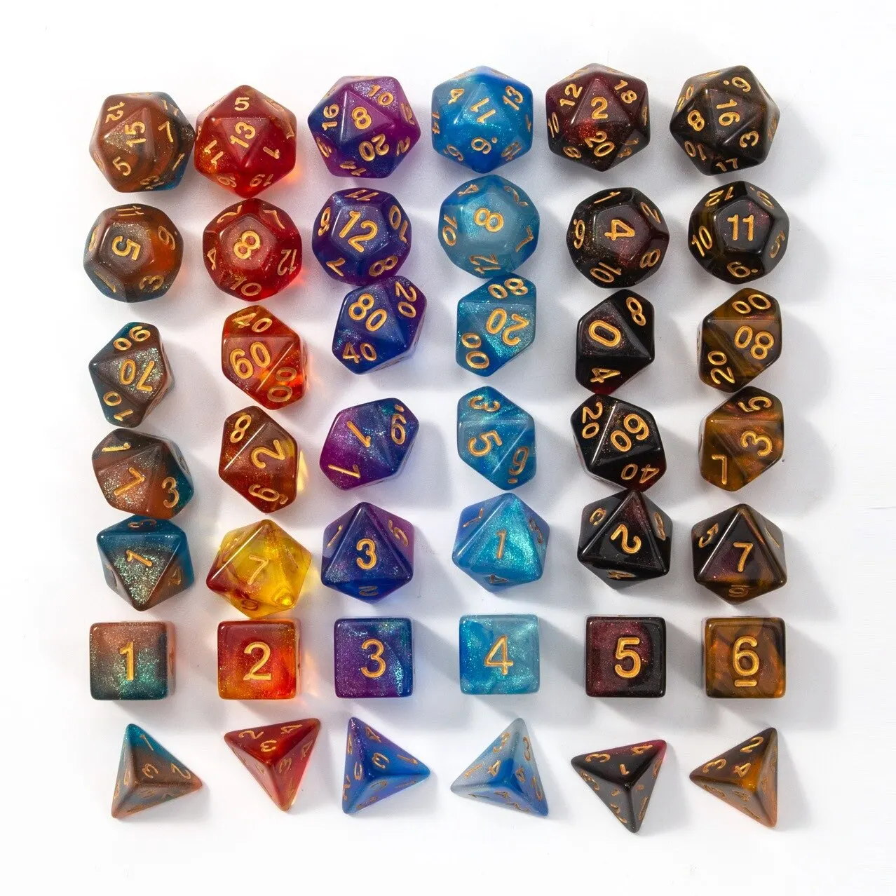 Game Dice Dual Color Multi Faced Dragon And Dungeon 7 Pieces Per Set