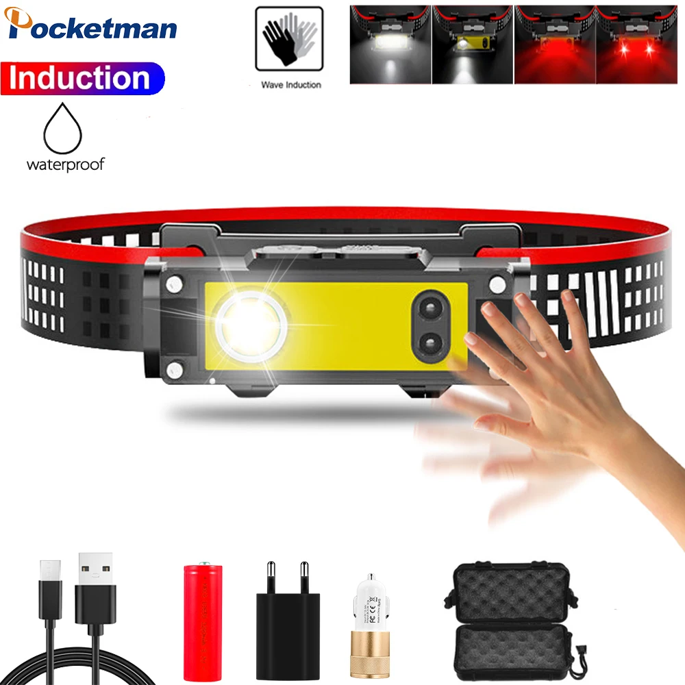 

Outdoor COB Headlamp Waterproof Household Rechargeable Headlight Led Camping Glare Long Shot IR Sensor Headlight 18650 Head lamp