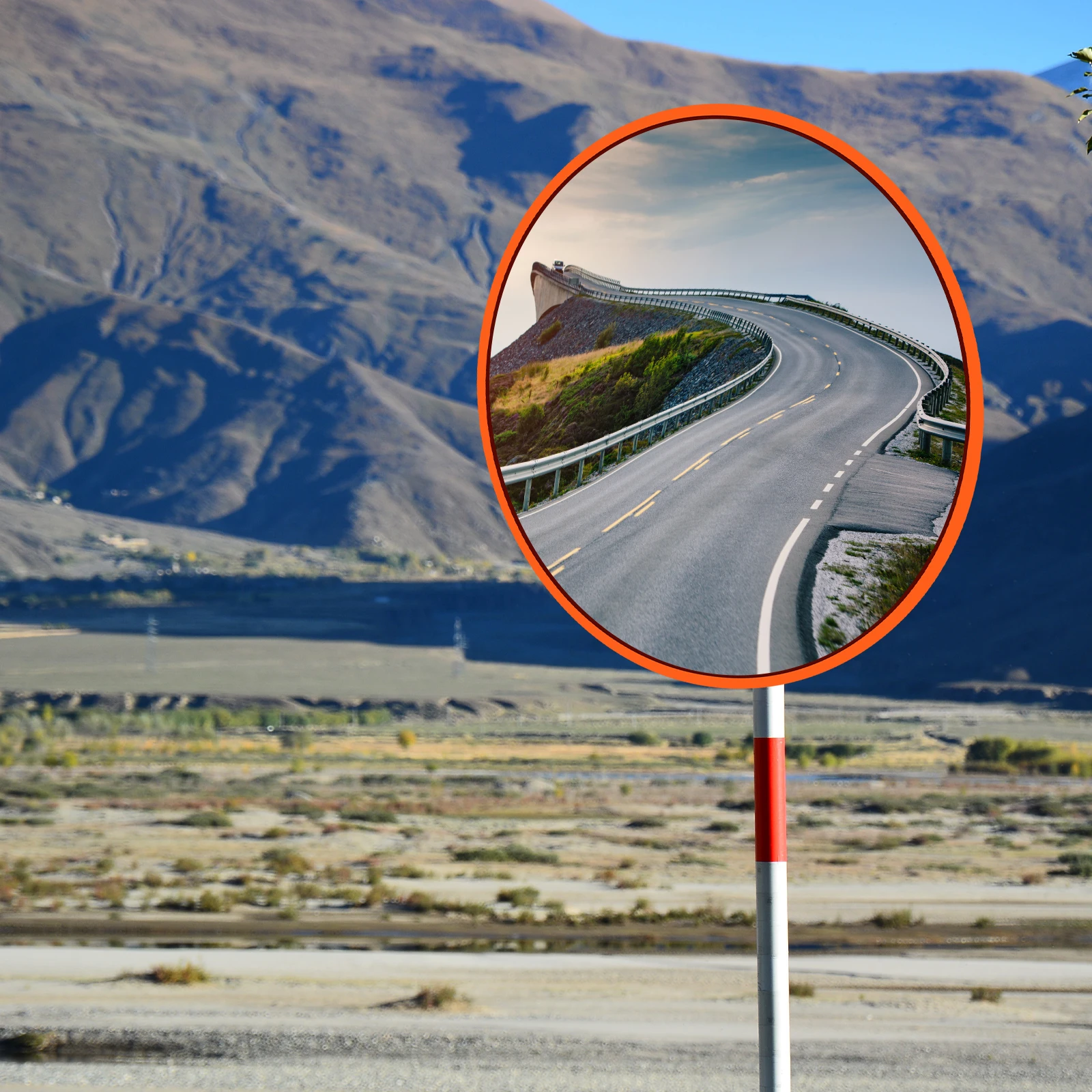 60cm Convex Traffic Mirror Wide Angle, Security Mirror Curved Road Mirror with Bracket, for Blind Spot Supermarket Road Parking - 3