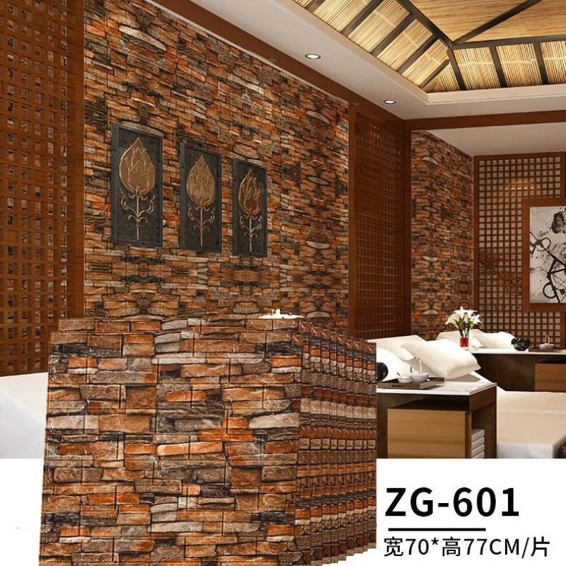 Self-adhesive Wall Stickers Coffee Houses Retro Brick Wall Decorations Waterproof Restaurant Renovation Wallpapers Foam Texture - 3