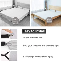 4PCS Adjustable Bed Sheet Clip Grippers Suspender Cord Hook Loop Clasps Elastic Mattress Cover Sofa-Cover Sheet Fasteners Straps 3