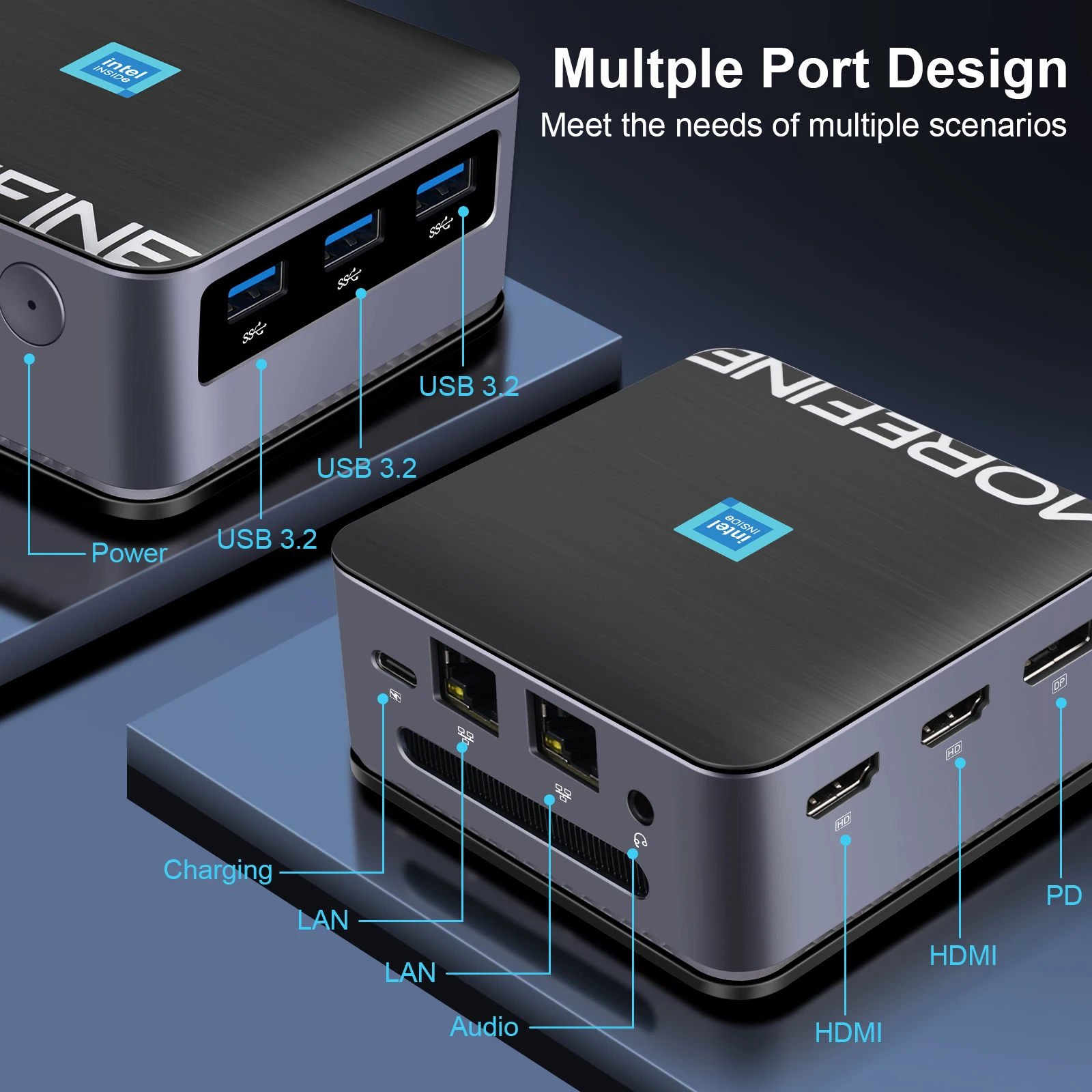 Mini PC 12ème Génération N95 (jusqu'à 3,4 GHz) 8Go RAM DDR5 256Go ROM