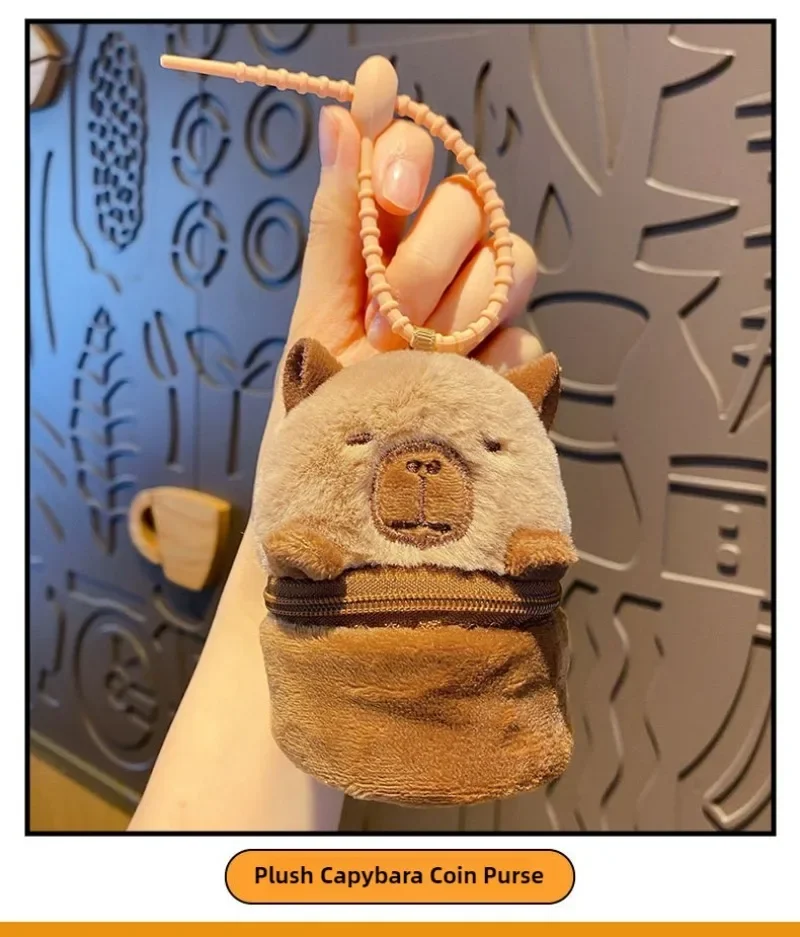1-20PCS Cartoon Capybara Geldbörse Headset Tasche Anhänger Nette Plüsch Puppe Puppe Anhänger kinder Geschenke Tasche Lagerung pendanCSt – Detail 1