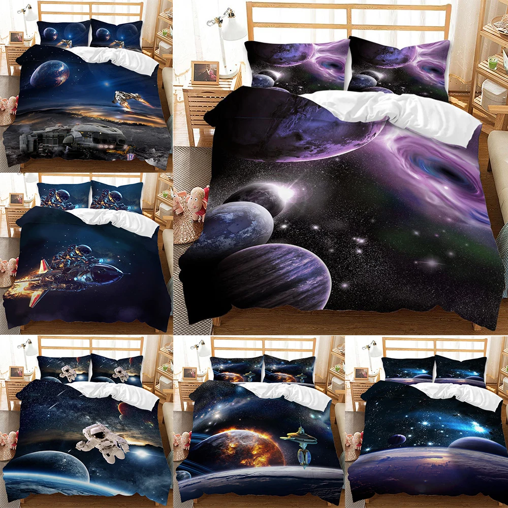 Комплект постельного белья Galaxy Space с рисунком вселенной пододеяльником 2/3