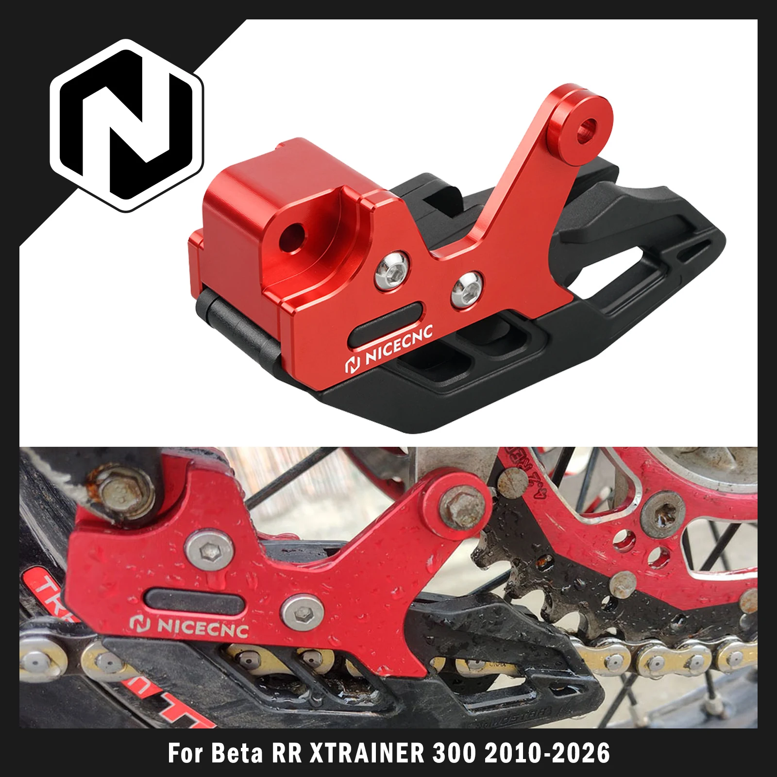 NICECNC Kettenführungsschutz für Beta RR 300 Xtrainer 300 2010-2026, RR 125, RR 250, RR 350, RR 390, RR 430, RR 450, RR 480, RS 450, 525
