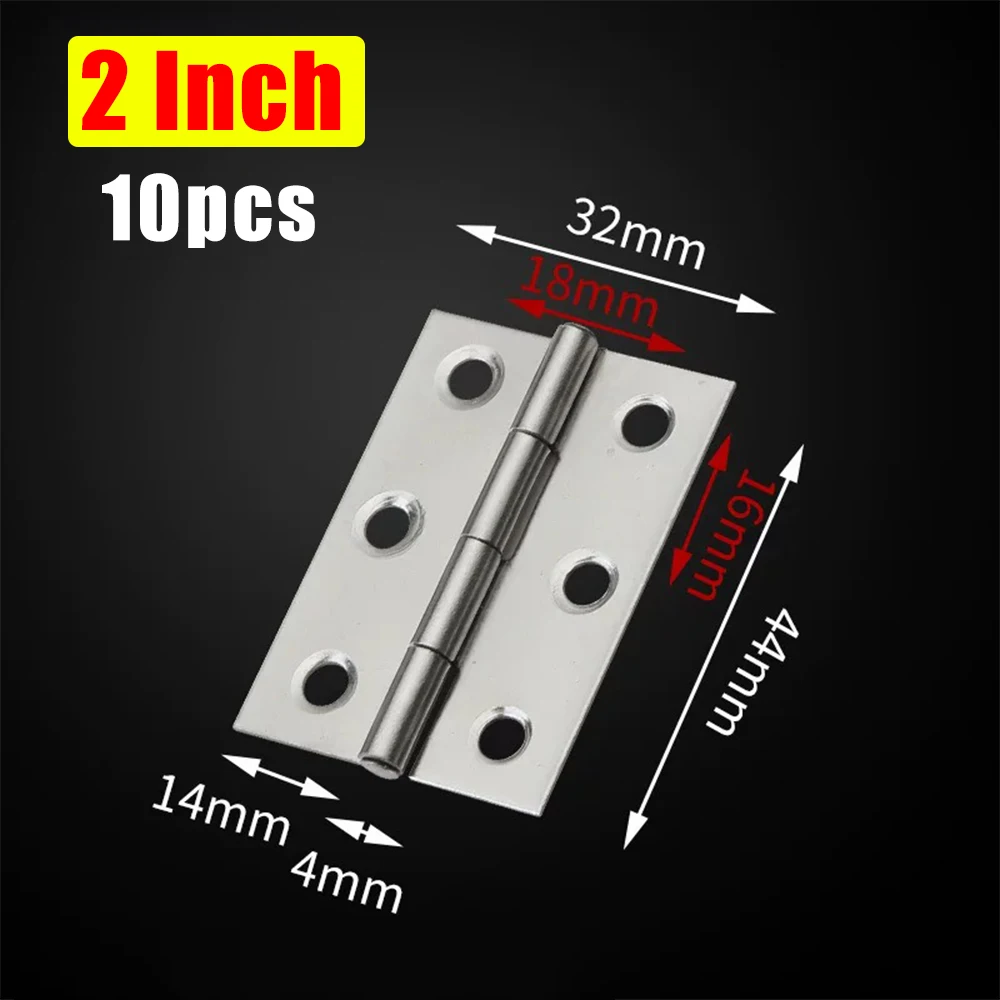 10Pcs Hardware Stainless Steel Hinges Door Connector Drawer 6 Mounting Holes For Furniture Bookcase Window Cabinet Door Fitting