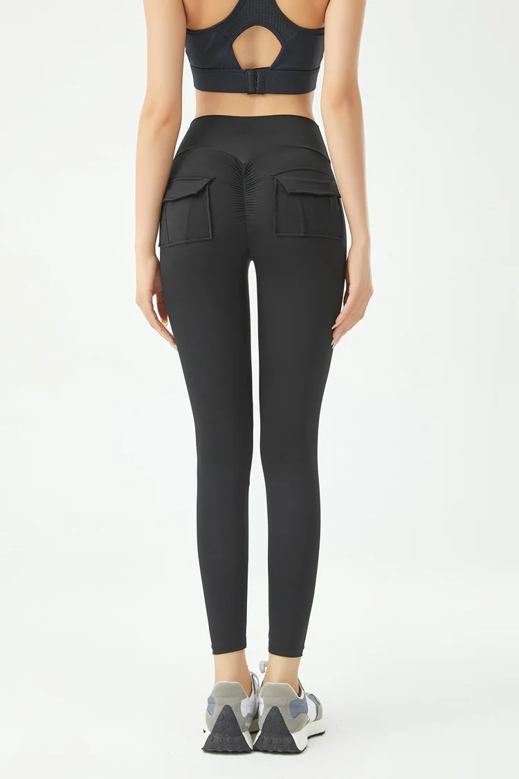 여성용 카고 윈드 피트니스 바지, 포켓 스포츠 레깅스, 스트레치 하이 웨이스트 피치 힙 요가 바지, 긴 바지 착용 