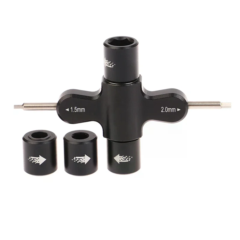 Embouts tournevis hexagonaux 1.5 et 2.0 mm insérés dans la clé à cliquet M3 M5.
