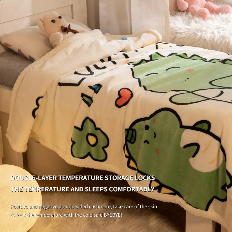 Cartoon Dinosaur Pattern Blanket Summer Nap Baby Blanket Soft And Comfortable Fabric Air Conditioning Quilt 100*104CM 1 PCS baby blanket