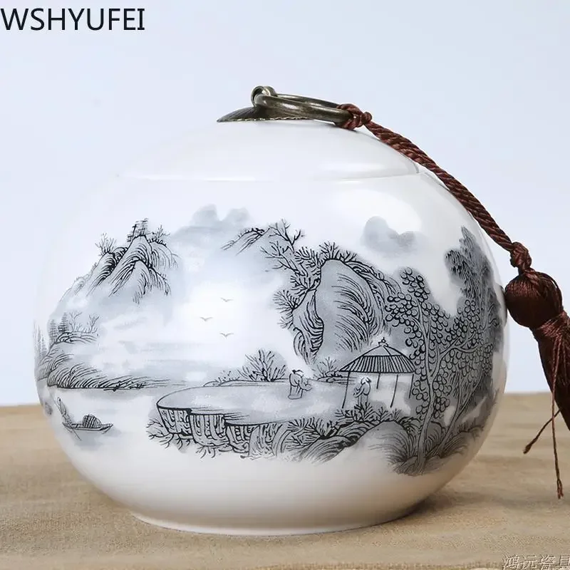 Large Capacity Ceramic Tea Caddy Portable Sealed Travel Tea Jar Candy Coffee Storage Spice Container Boxes Storage Tank tea tin box,tea canister
