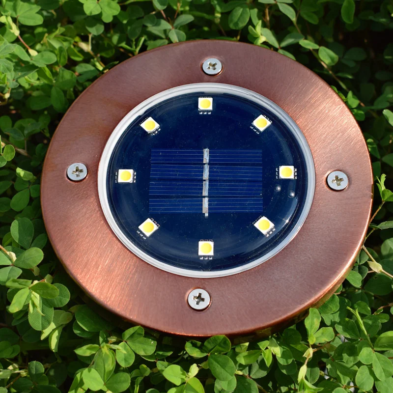 

Solar 8LED buried lamp bronze new stainless steel garden lawn lamp rain proof Garden