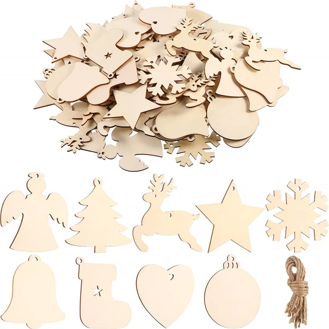 10 Pcs Christmas Ornament Gift Tags Wooden Snowflake Ornaments Self Made