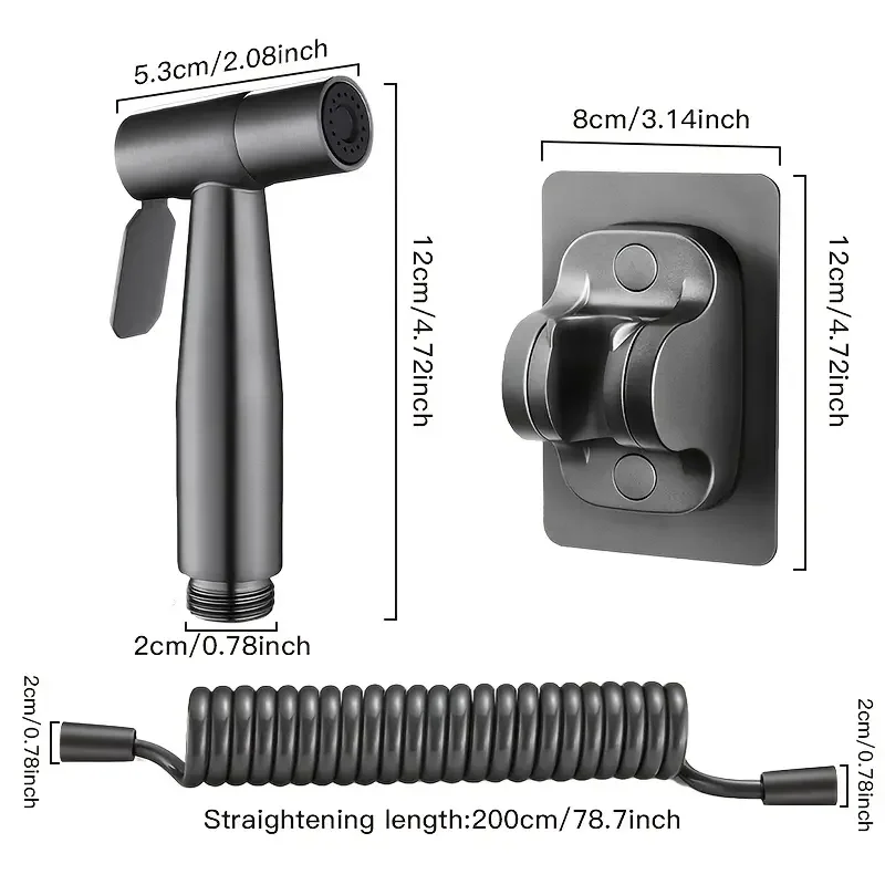 3 PCS Gun Grey Stainless Steel Toilet Spray Gun Toilet Spray Nozzle Toilet Companion with 78 inch Expansion Tube