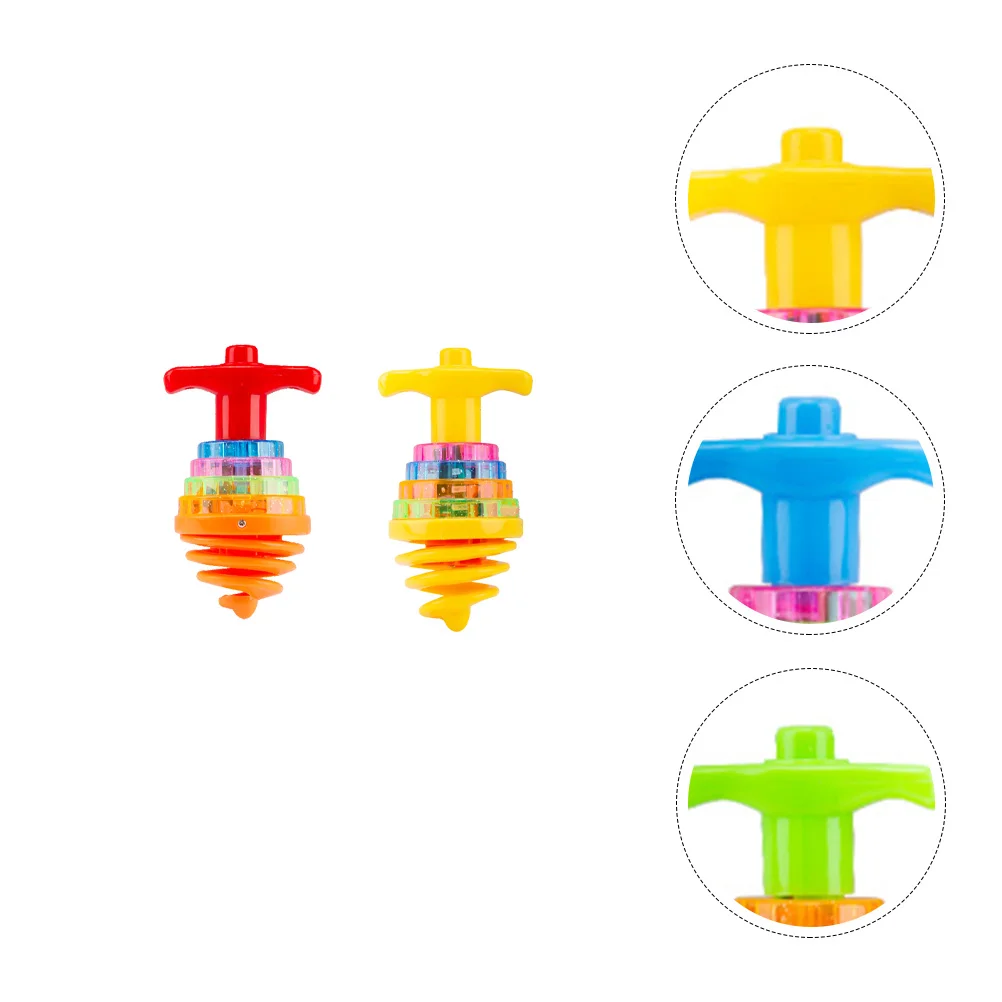 

2 Pcs Spinning Top Colorful Flashing Child Gyroscope Toys Plastic Music Plaything