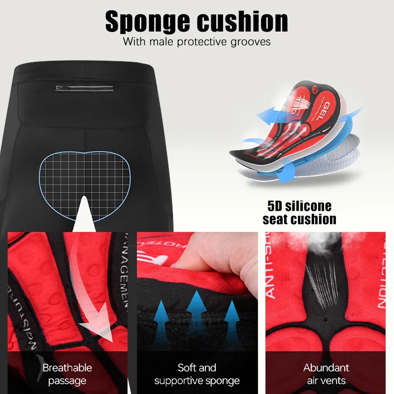 X-TIGER Cycling Pants with Back Pocket 5D Gel Padded Men Fleece Sports Warm Long Pants MTB Road Ski Motorcycle Bike cycling tights cycling leg sleeves