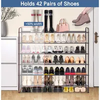 Long 6 Tier Shoe Rack Organizer Tall Metal Shoe Organizer for Entryway Bedroom Floor Garage, Wide Shoe Shelf Storage 2