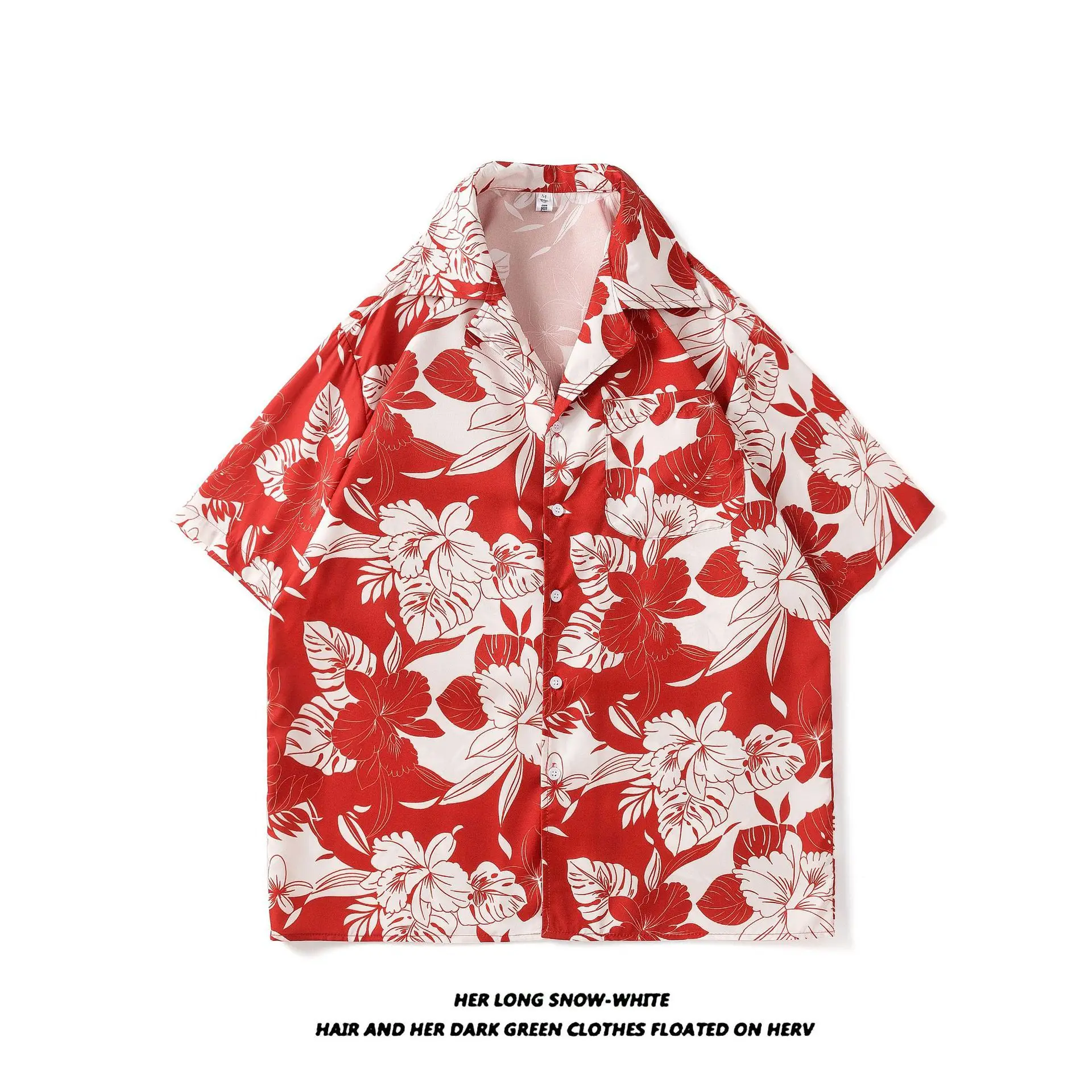 

2024 винтажная рубашка с цветочным принтом, Красивая свободная рубашка с короткими рукавами в стиле тайского Гавайского дизайна с оборками для мужчин и женщин, мужская рубашка