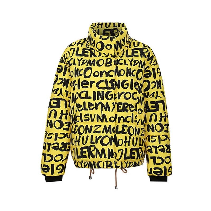 

Fashion Full printing Patten Down jacket female 2022 New Winter Europe and America Large Sze Jacket Short Section light Coats