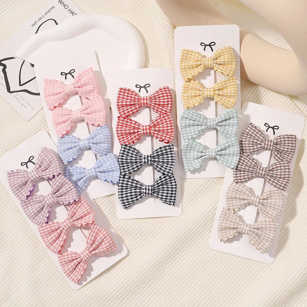 Hair Bows Hair Clips Set 4Pcs/Set Cute Candy Color Mini 2.5