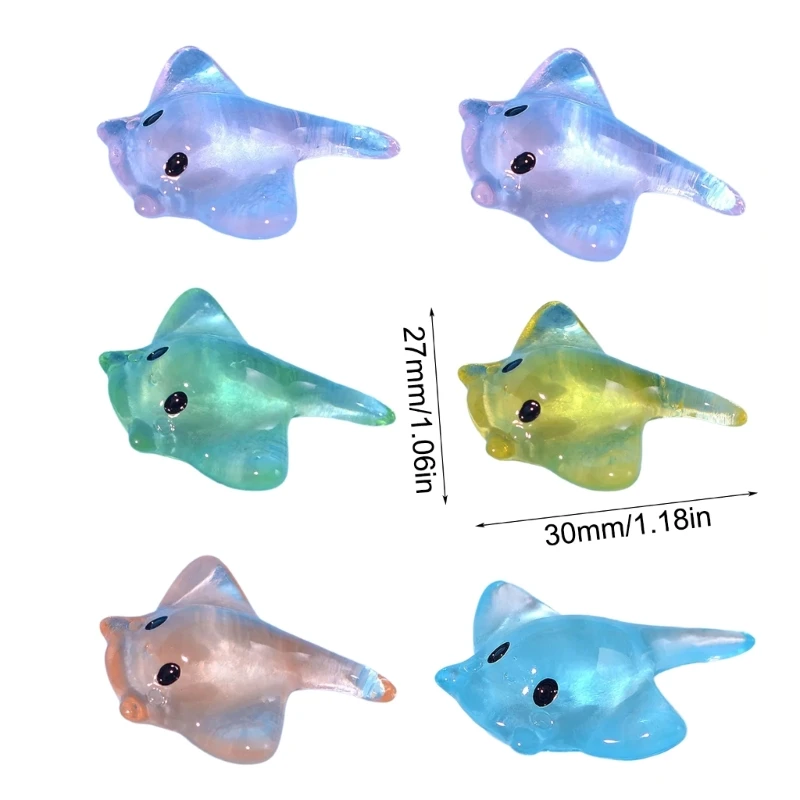 30Pieces Small Stingrays Sculptures Miniature Sea Animal Resins Figurines Decors