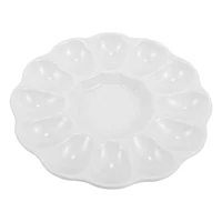 Round Egg Tray Eggs Devilled Holder Platter Plate Ceramic Dish Ceramics Deviled Serving Tray 2