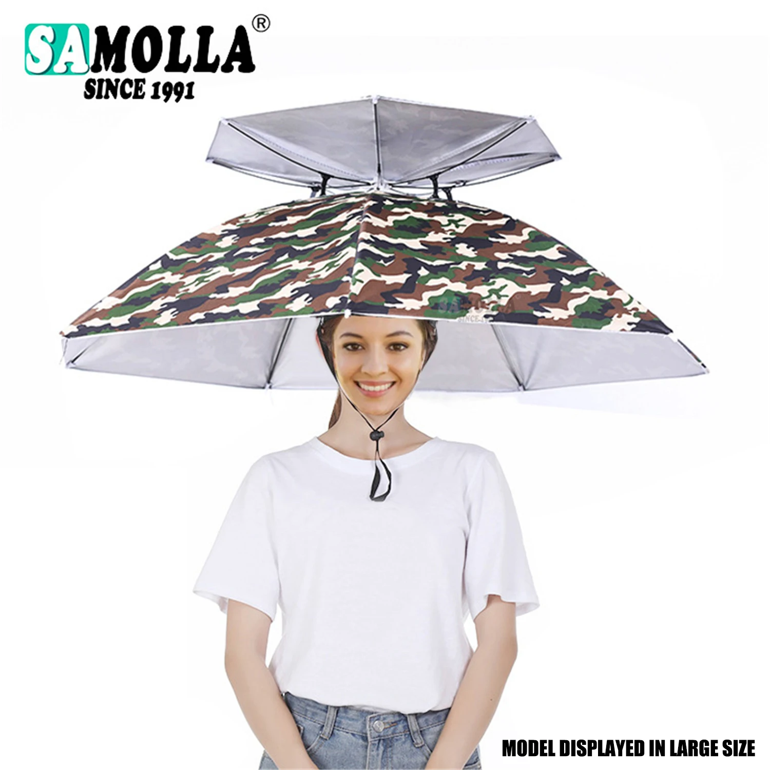 Chapeau parapluie pliable double couche - Protection UV et imperméable pour pêche plage