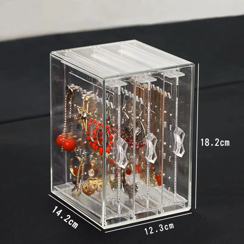 Plastic Jewelry Box Organizer Bracelet Earrings Jewelry Boxes Storage Ring Necklace Transparent Drawer Display Stand Accessories