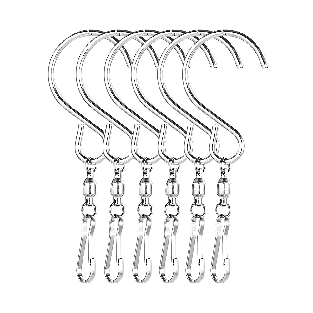 360 Degree Swivel Hooks Clip 6PCS for Hanging Wind Spinners Wind Chimes Flower Pots Plants Bird Feeders Crystal Twisters S Hook wind chime wind spinner