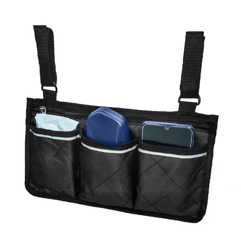 

Wheelchair Side Bag Armrest Portable Multipocket Storage Pouch Waterproof Travel Bag Large Capacity Storage Bag