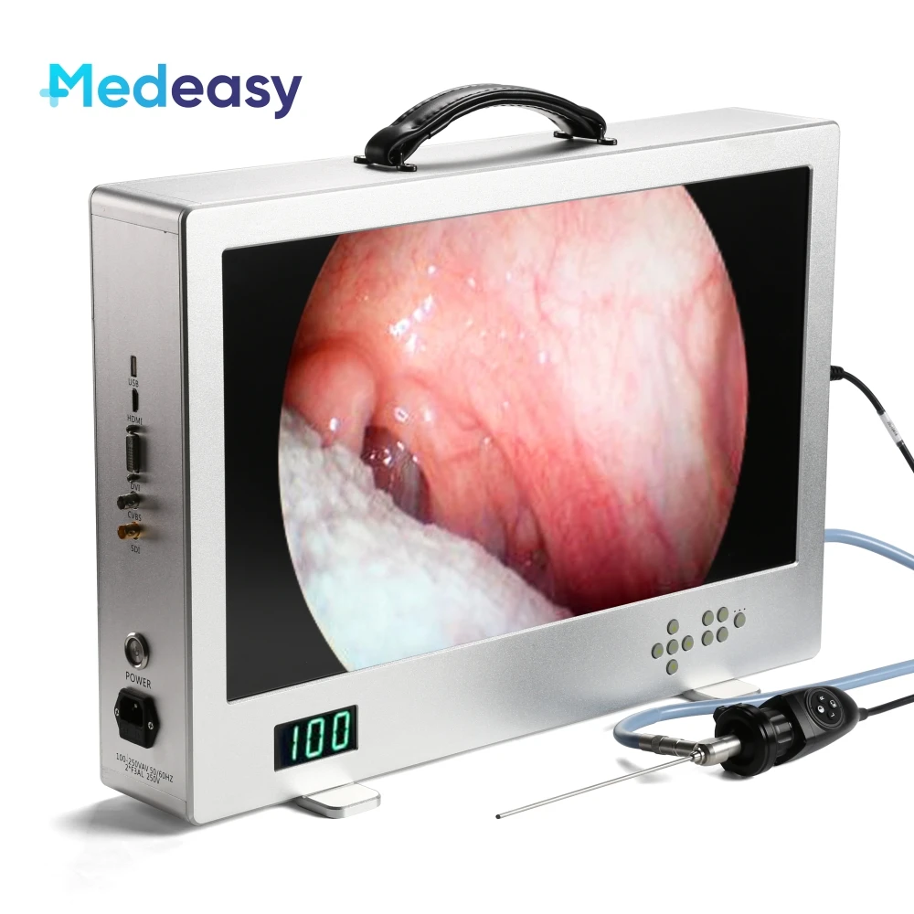 Cámara endoscópica Full HD de 24 pulgadas con Monitor y fuente de luz Led  de 80W, unidad de sistema de endoscopia médica portátil