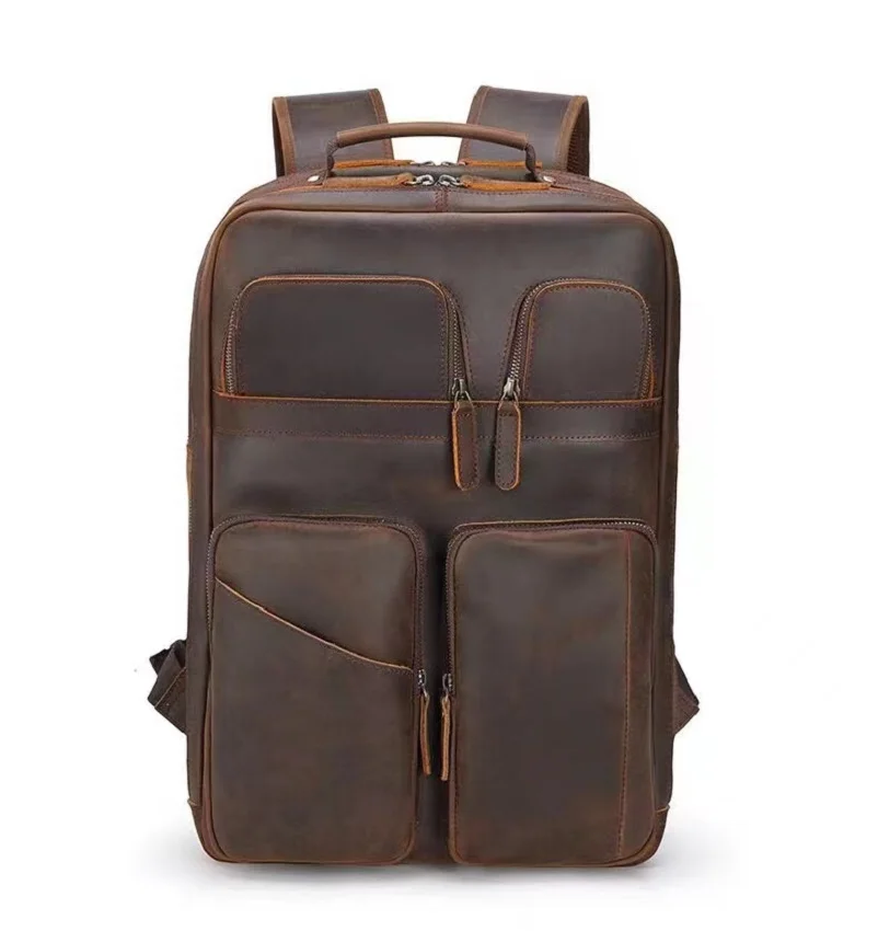 Tanie Podróż skórzany plecak dla mężczyzn torba Vintage o dużej pojemności plecak moda sklep