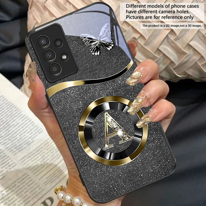 Gold Letter A Badge Glass Phone Case