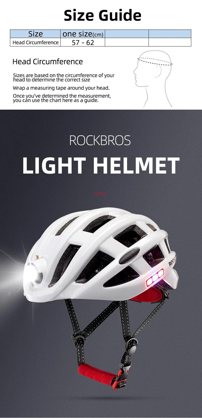 ROCKBROS Fahrradhelm Fahrradhelm mit LED-Warnlicht Ultraleichter Rennradhelm Elektrischer Fahrradhelm Sport Sicherer Hut – Detail 10