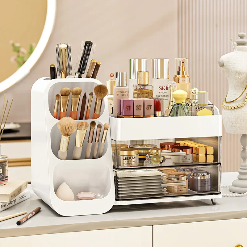 25N 1PC cosmetics storage box Pen holder Dresser Desktop large capacity makeup brush lipstick eyeshadow powder puff storage rack 2