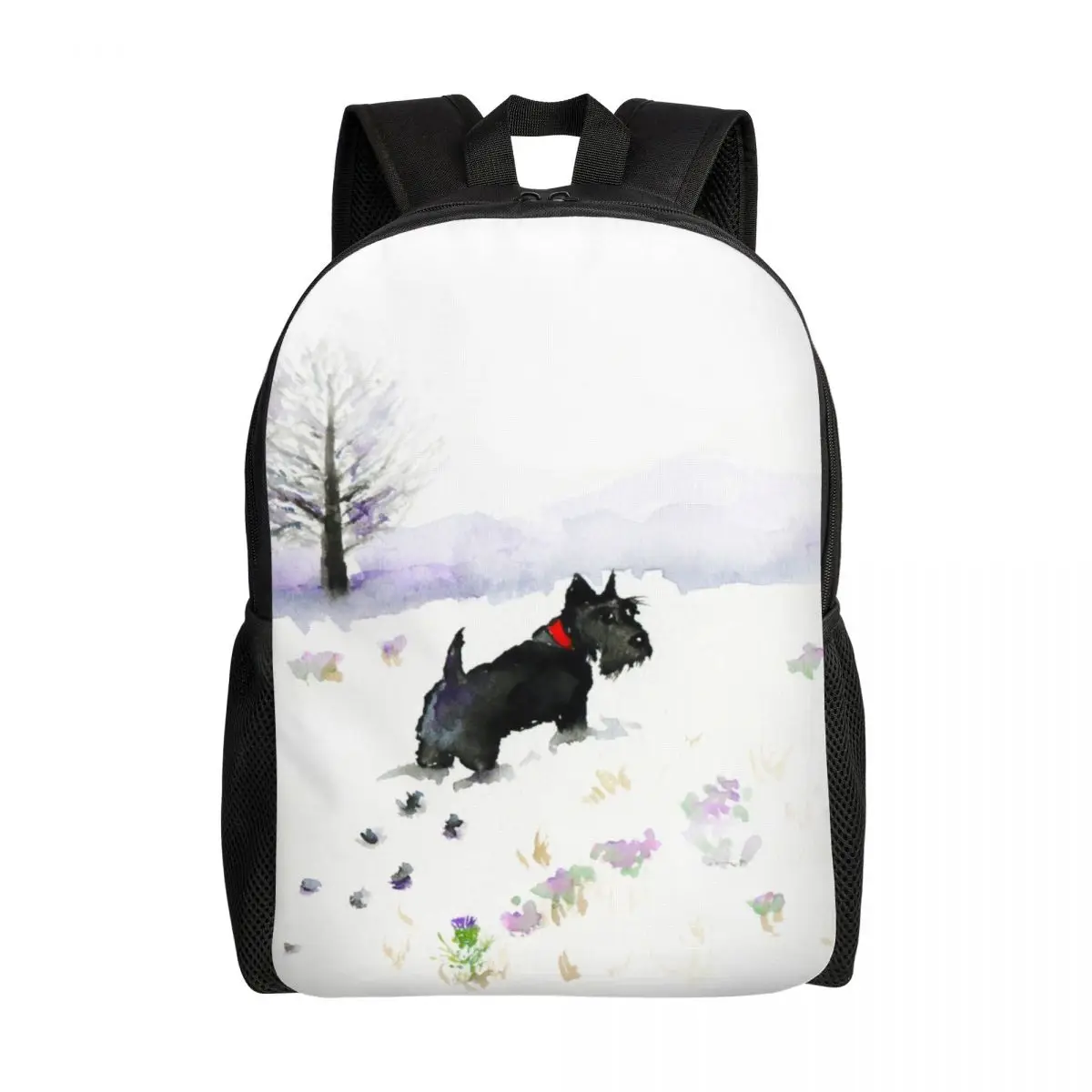 

Scottie Dog Waiting For A Friend Travel Backpack Men Women School Computer Bookbag Scottish Terrier College Student Daypack Bags