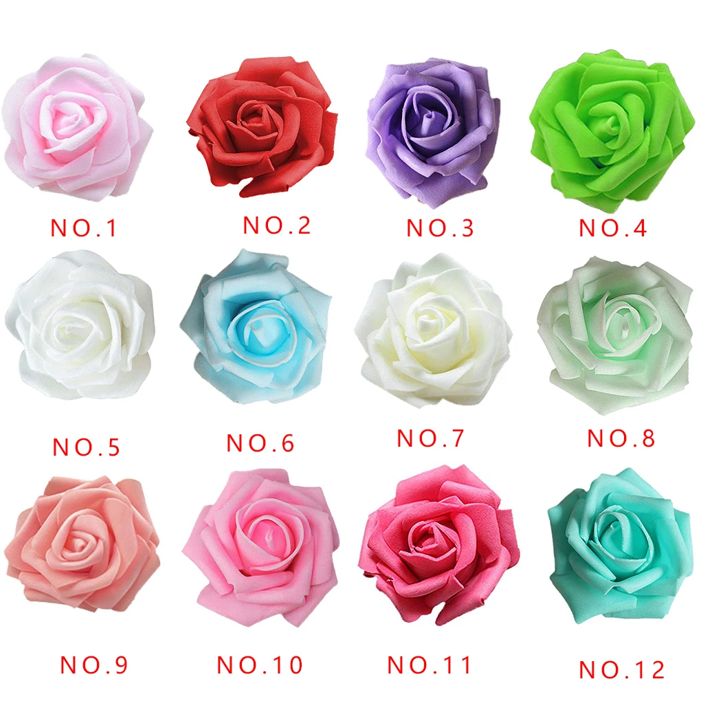 50 Pieces Artificial Flowers PE Foam Lifelike Rose Fake Flower Bouquet Wedding Party Engagement Ornaments Green