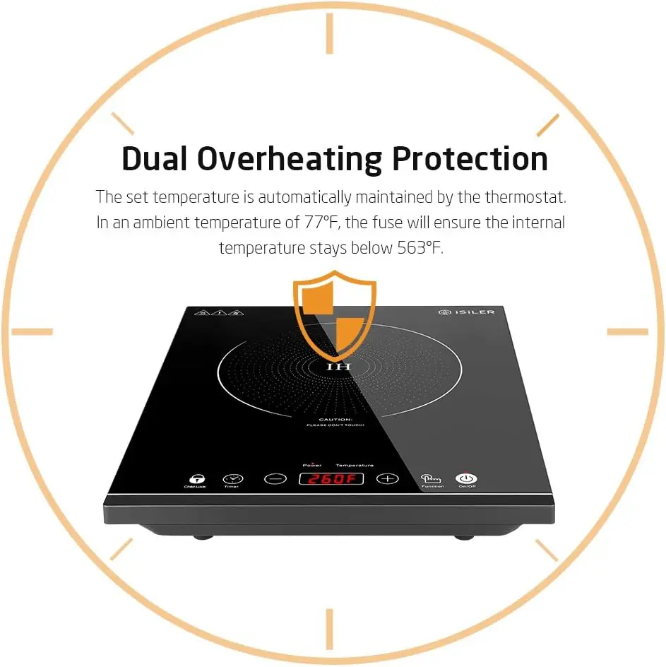Induction Cooktop, iSiLER 1800W Sensor Touch Electric Induction Cooker Hot Plate with Kids Safety Lock, 6.7" Heating Co