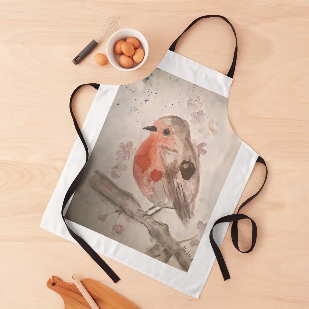 

Watercolour Robin Apron Men gift For Hairdresser Kitchens Men Useful Things For Kitchen Apron
