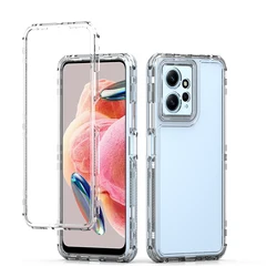 Rugged Armor Shockproof Phone Case with Transparent TPU Back Cover for Redmi Note 12 4G (Clear)