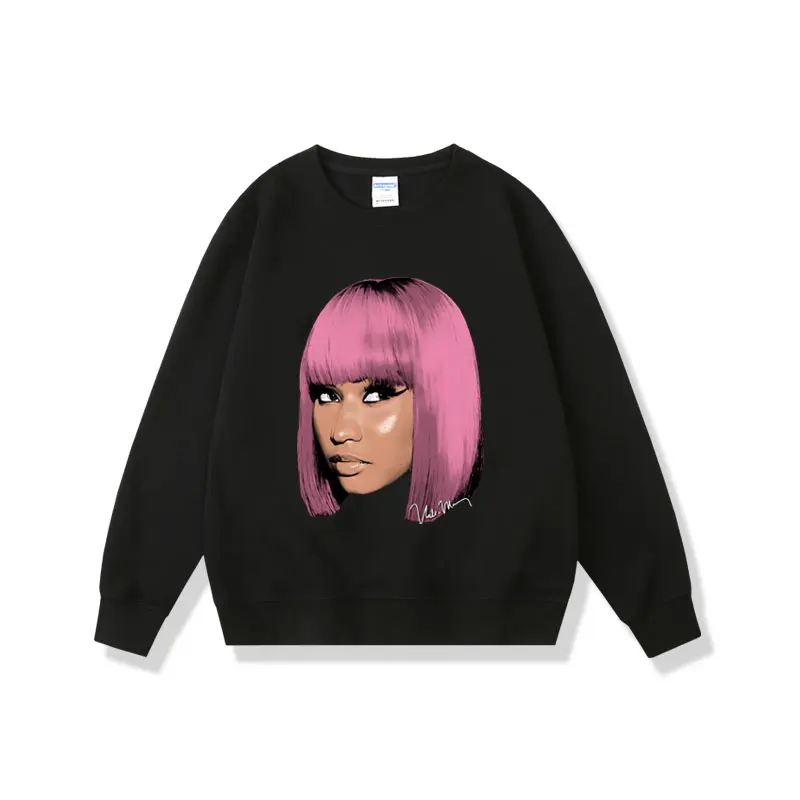 Rapper Nicki Minaj Head Graphic Pullover Rare Queen of Rap Sweatshirt Album Cover Art Sweatshirt Men Women's Hip Hop Pullovers